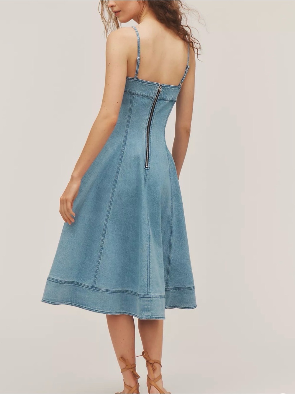 Anthropologie Marin Square-Neck Denim Midi Dress by Pilcro - Picture 2 of 6